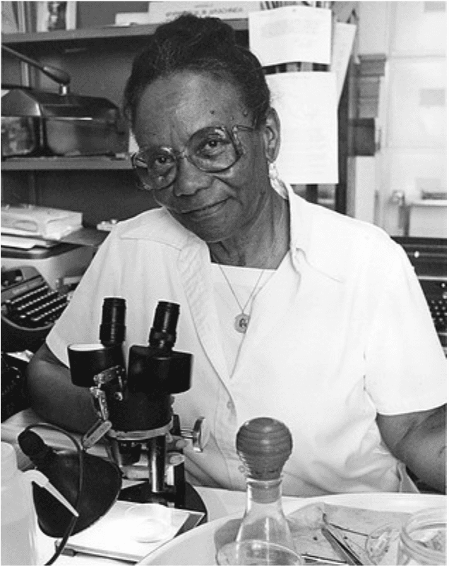 Sophie Lutterlough at her microscope.